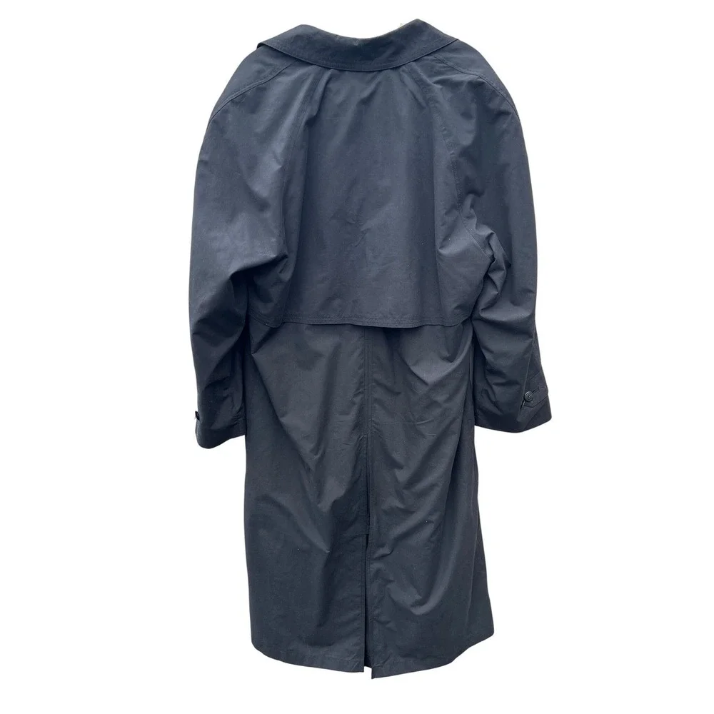 London Club Double‎ Breasted Men's Trench Coat Black Classic Long Old Money 38